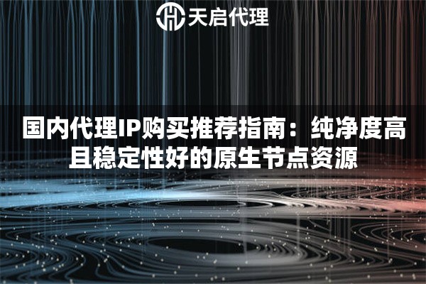 国内代理IP购买推荐指南：纯净度高且稳定性好的原生节点资源