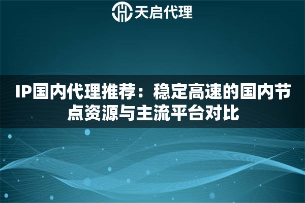 IP国内代理推荐：稳定高速的国内节点资源与主流平台对比