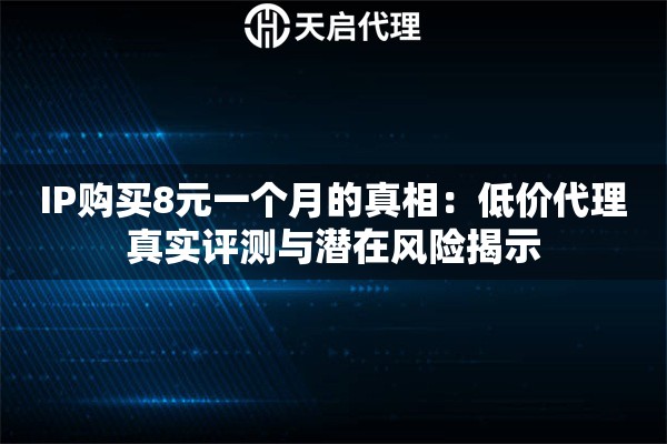 IP购买8元一个月的真相：低价代理真实评测与潜在风险揭示