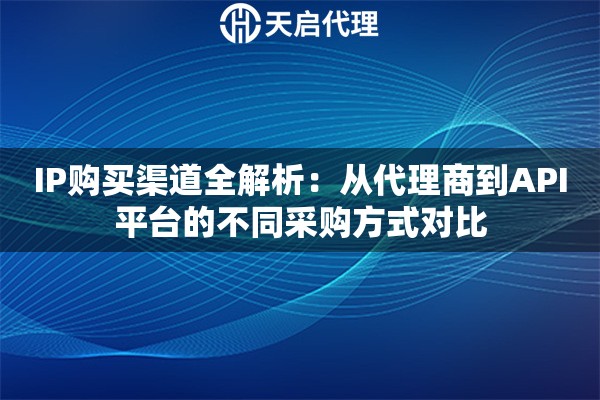 IP购买渠道全解析：从代理商到API平台的不同采购方式对比