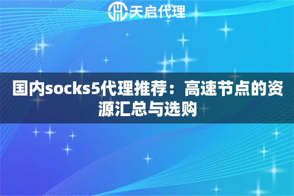 国内socks5代理推荐：高速节点的资源汇总与选购