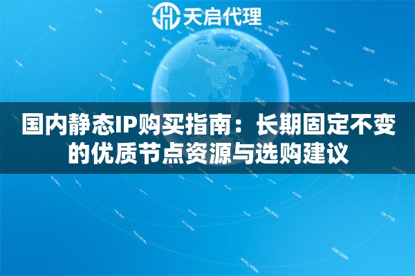 国内静态IP购买指南：长期固定不变的优质节点资源与选购建议