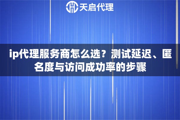 ip代理服务商怎么选？测试延迟、匿名度与访问成功率的步骤