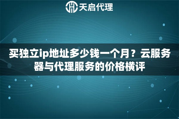 买独立ip地址多少钱一个月?云服务器与代理服务的价格横评 买独立ip地址多少钱一个月?云服务器与代理服务的价格横评