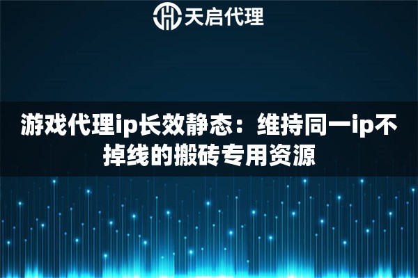游戏代理ip长效静态：维持同一ip不掉线的搬砖专用资源