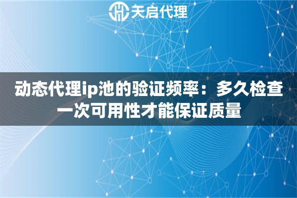 动态代理ip池的验证频率：多久检查一次可用性才能保证质量