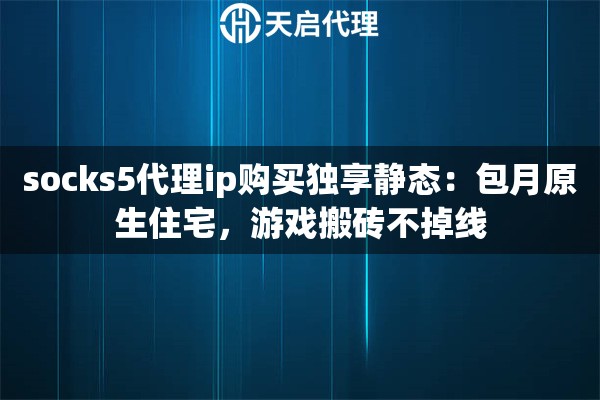 socks5代理ip购买独享静态：包月原生住宅，游戏搬砖不掉线