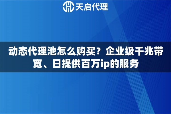 动态代理池怎么购买?企业级千兆带宽、日提供百万ip的服务 动态代理池怎么购买?企业级千兆带宽、日提供百万ip的服务