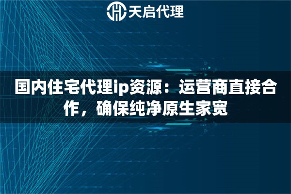 国内住宅代理ip资源：运营商直接合作，确保纯净原生家宽