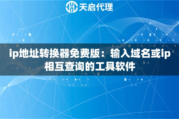 ip地址转换器免费版：输入域名或ip相互查询的工具软件