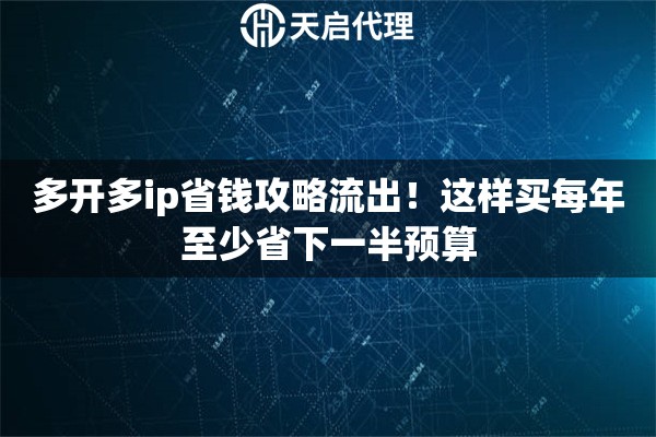 多开多ip省钱攻略流出！这样买每年至少省下一半预算