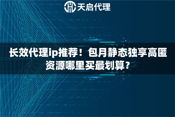 长效代理ip推荐！包月静态独享高匿资源哪里买最划算？
