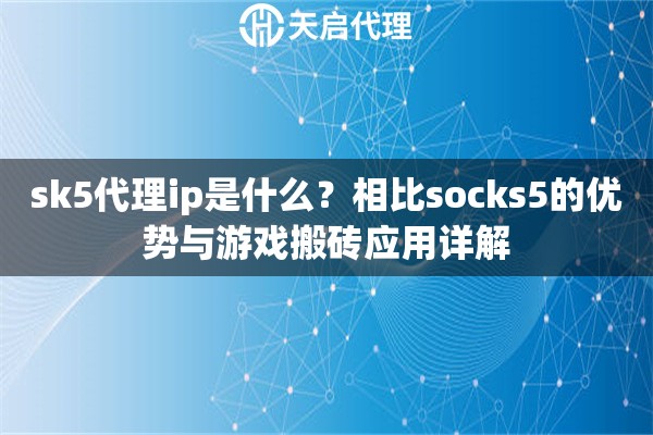 sk5代理ip是什么？相比socks5的优势与游戏搬砖应用详解