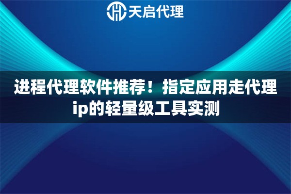 进程代理软件推荐！指定应用走代理ip的轻量级工具实测