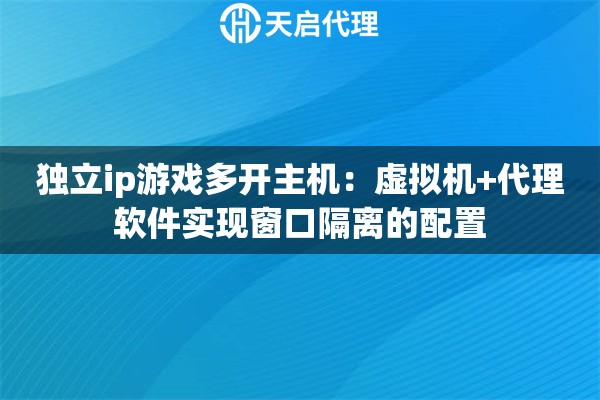 独立ip游戏多开主机：虚拟机+代理软件实现窗口隔离的配置