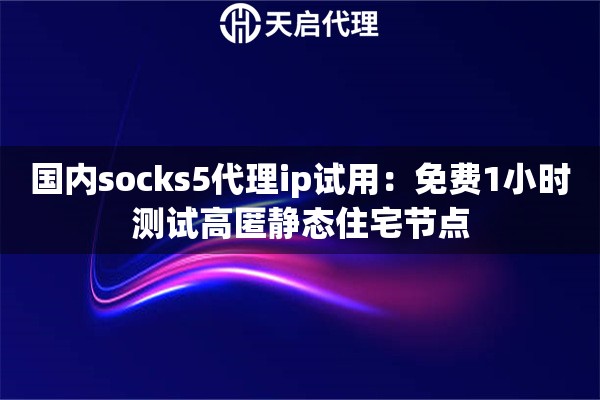 国内socks5代理ip试用：免费1小时测试高匿静态住宅节点