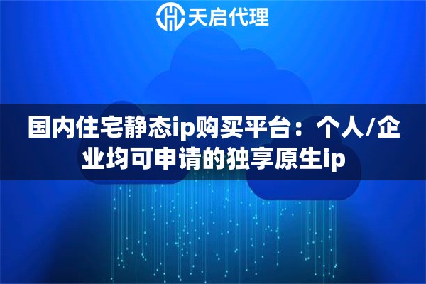 国内住宅静态ip购买平台：个人/企业均可申请的独享原生ip