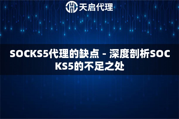 SOCKS5代理的缺点 - 深度剖析SOCKS5的不足之处