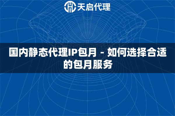国内静态代理IP包月 - 如何选择合适的包月服务