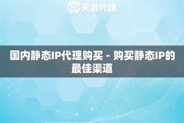 国内静态IP代理购买 - 购买静态IP的最佳渠道