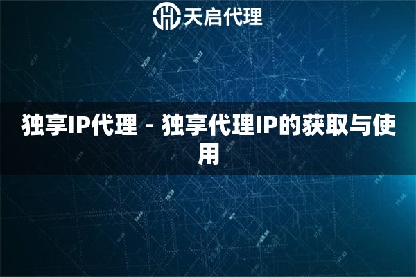 独享IP代理 - 独享代理IP的获取与使用