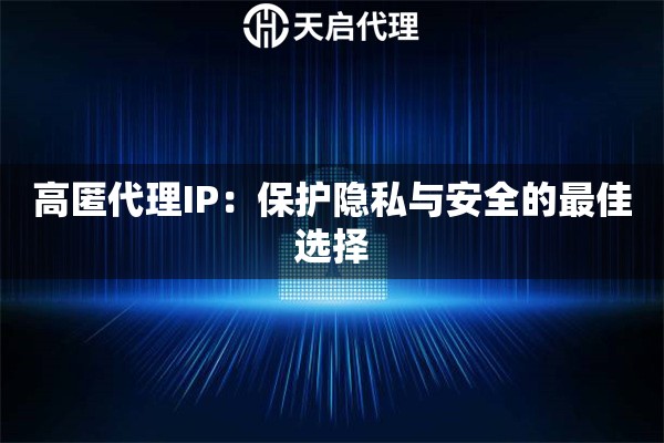 高匿代理IP：保护隐私与安全的最佳选择