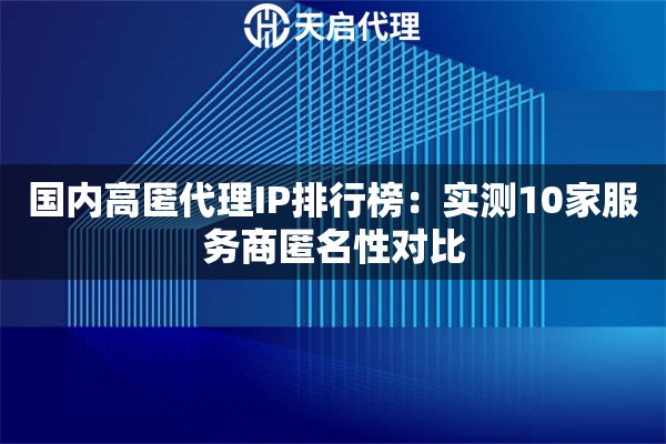 国内高匿代理IP排行榜：实测10家服务商匿名性对比