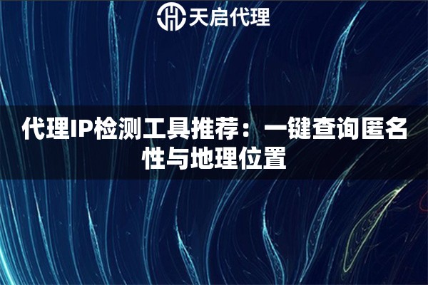 代理IP检测工具推荐：一键查询匿名性与地理位置