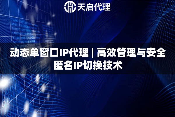 动态单窗口IP代理 | 高效管理与安全匿名IP切换技术