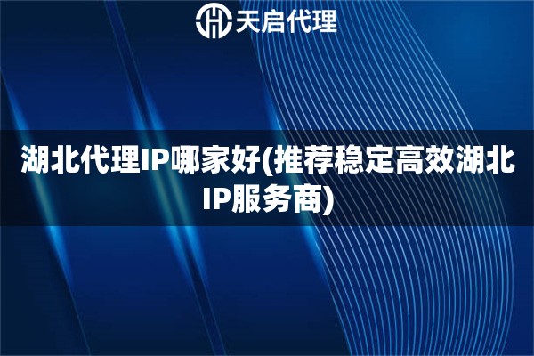 湖北代理IP哪家好(推荐稳定高效湖北IP服务商)
