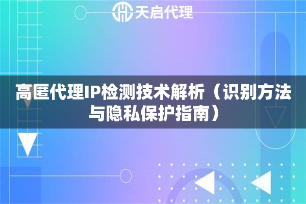 高匿代理IP检测技术解析（识别方法与隐私保护指南）