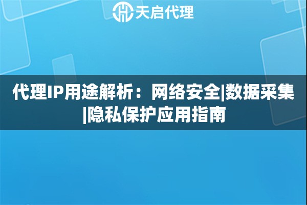 代理IP用途解析：网络安全|数据采集|隐私保护应用指南