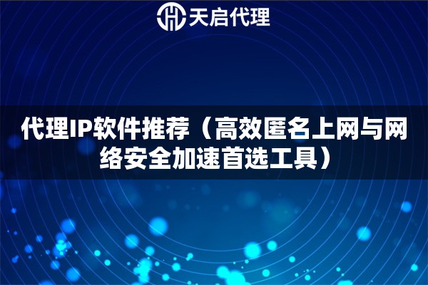 代理IP软件推荐（高效匿名上网与网络安全加速首选工具）