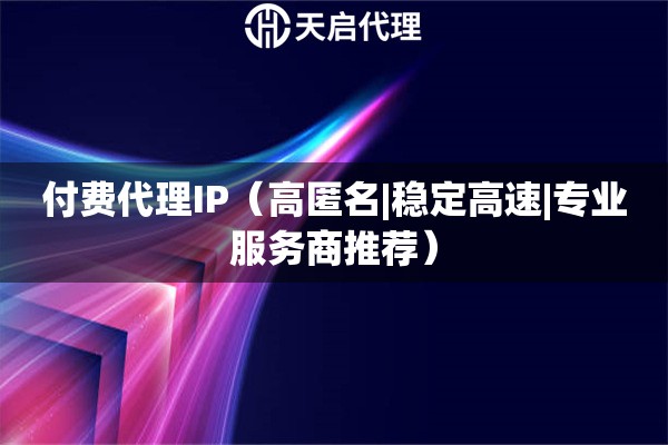 付费代理IP（高匿名|稳定高速|专业服务商推荐）