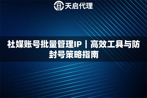 社媒账号批量管理IP｜高效工具与防封号策略指南