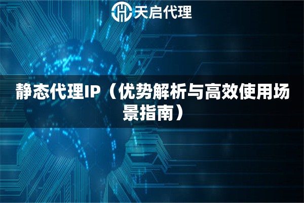 静态代理IP（优势解析与高效使用场景指南）