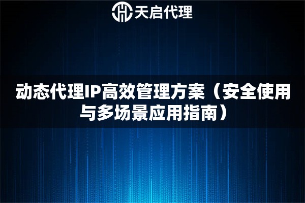动态代理IP高效管理方案（安全使用与多场景应用指南）