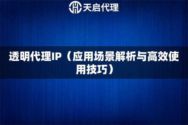 透明代理IP（应用场景解析与高效使用技巧）