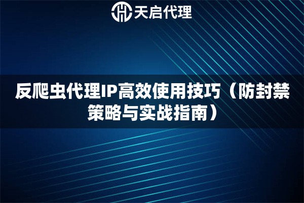反爬虫代理IP高效使用技巧（防封禁策略与实战指南）