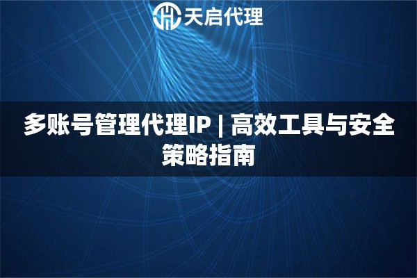 多账号管理代理IP | 高效工具与安全策略指南