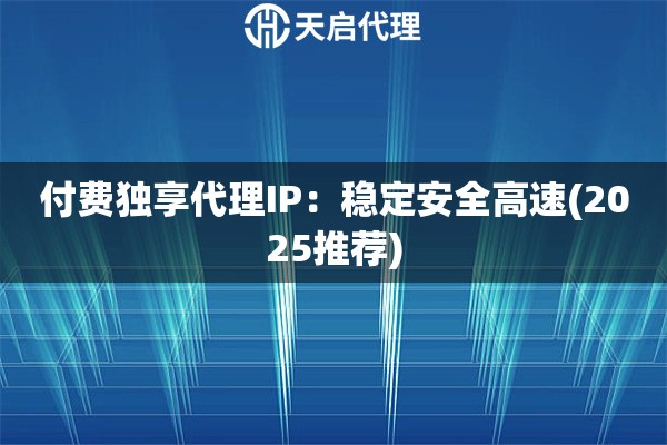 付费独享代理IP：稳定安全高速(2025推荐)