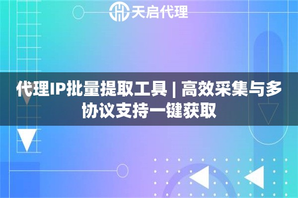代理IP批量提取工具 | 高效采集与多协议支持一键获取