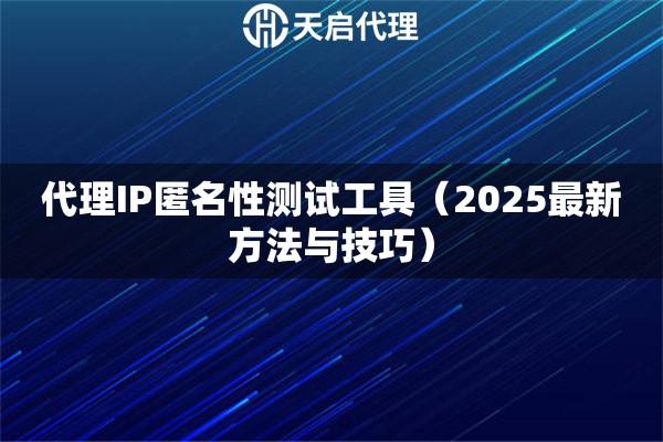 代理IP匿名性测试工具（2025最新方法与技巧）