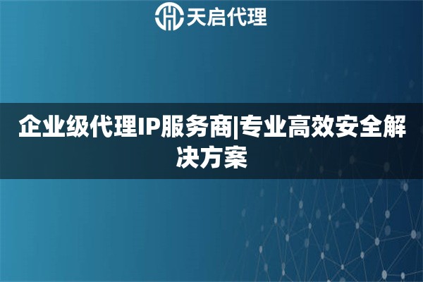 企业级代理IP服务商|专业高效安全解决方案