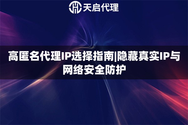 高匿名代理IP选择指南|隐藏真实IP与网络安全防护