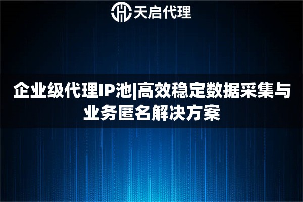 企业级代理IP池|高效稳定数据采集与业务匿名解决方案