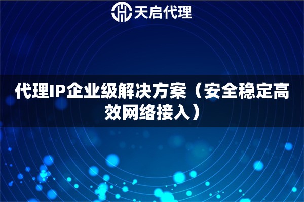 代理IP企业级解决方案（安全稳定高效网络接入）