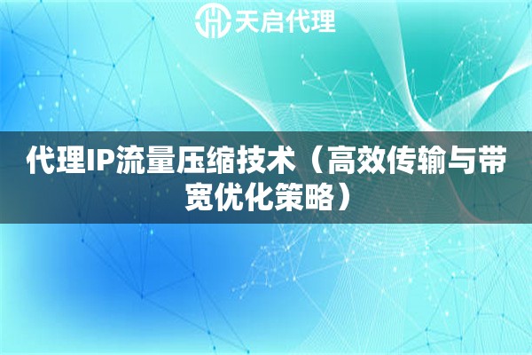 代理IP流量压缩技术（高效传输与带宽优化策略）