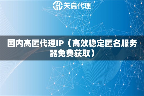 国内高匿代理IP（高效稳定匿名服务器免费获取）
