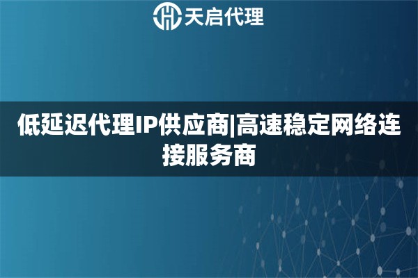 低延迟代理IP供应商|高速稳定网络连接服务商